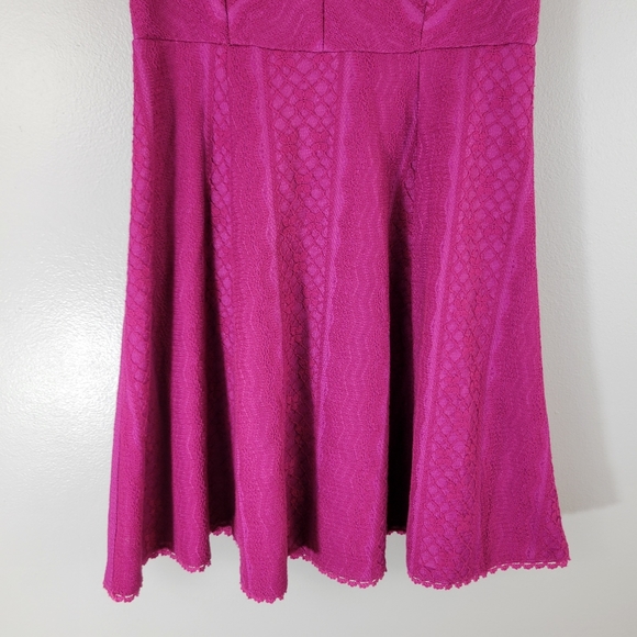 FREE PEOPLE Miss Connections fuchsia cut out lace A-line flare mini party dress - Picture 4 of 11